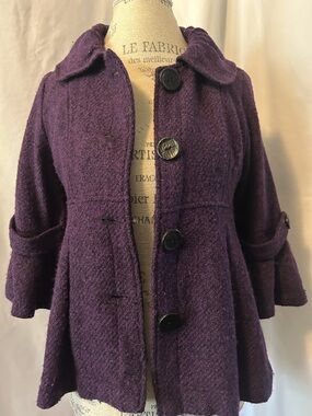 Women’s Purple Wool Blend Peacoat Jacket